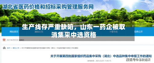 生产线存严重缺陷，山东一药企被取消集采中选资格-第3张图片